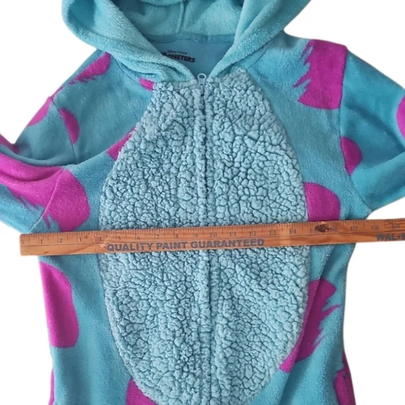 Disney Monsters Inc Sully Adult Onesie Pajamas Costume Blue Purple S/M Cosplay - Picture 14 of 16